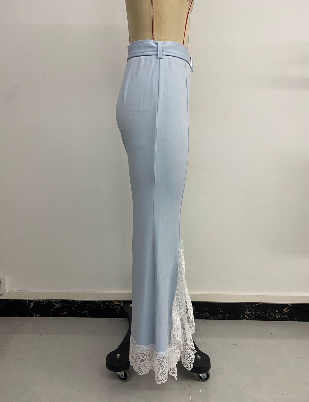Elegant pure flare pants Casual belt for women