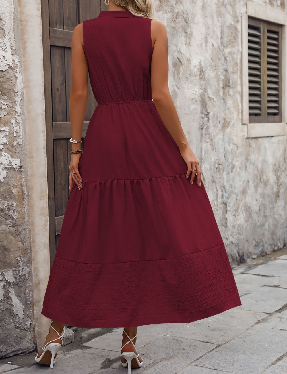 Sleeveless Casual long dress high waist pure dress