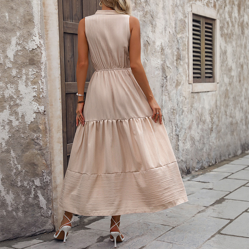 Sleeveless Casual long dress high waist pure dress