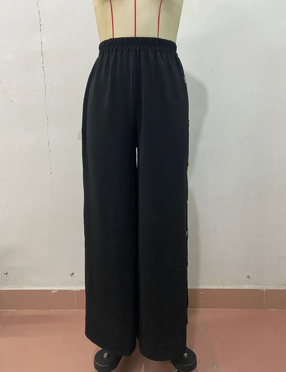 Black loose split high waist summer wide leg pants