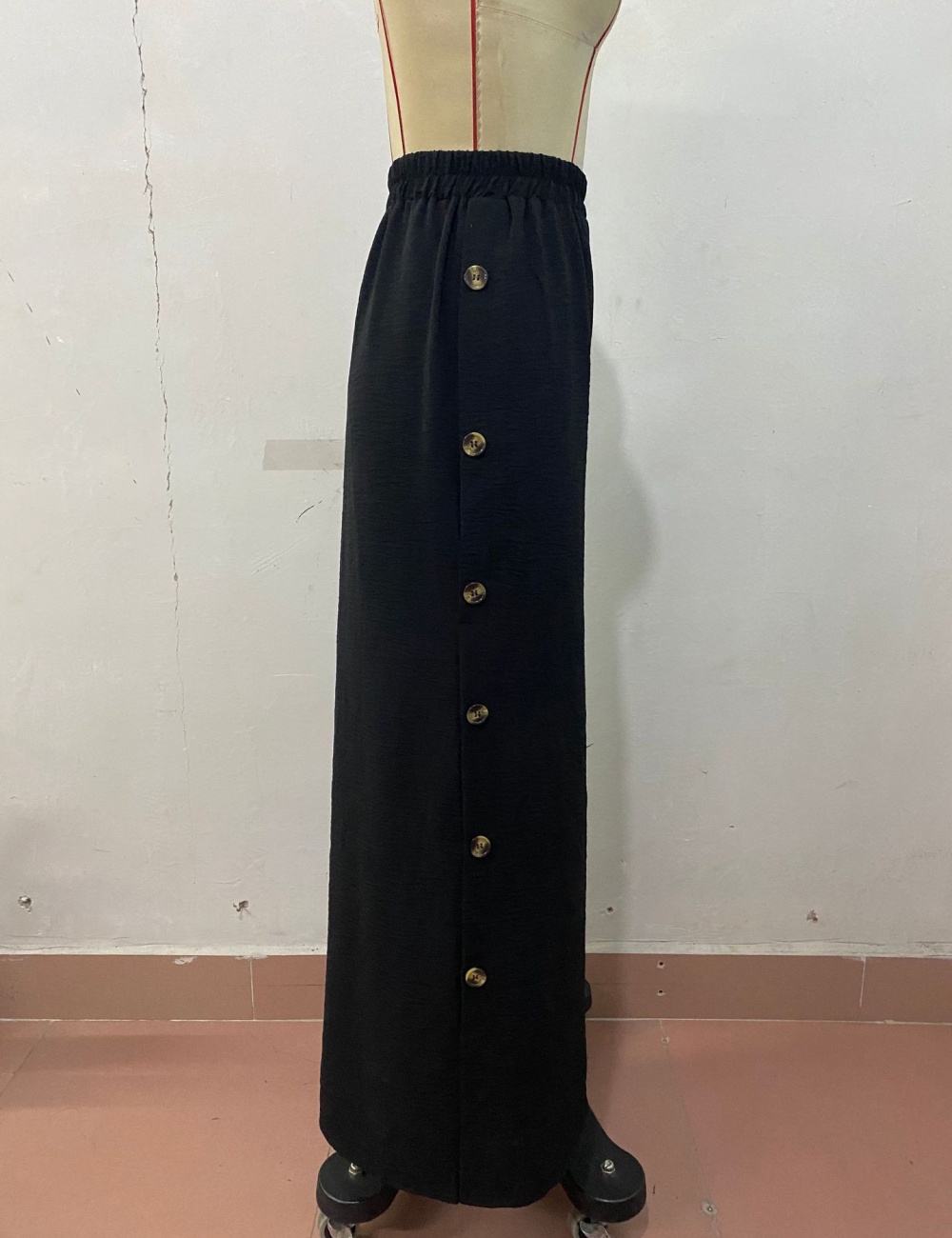 Black loose split high waist summer wide leg pants