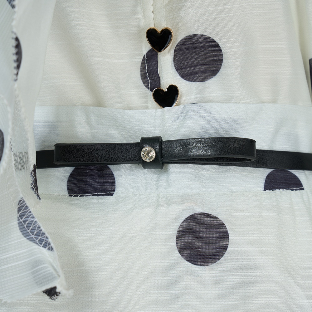 Polka dot tops puff sleeve scarves a set for women