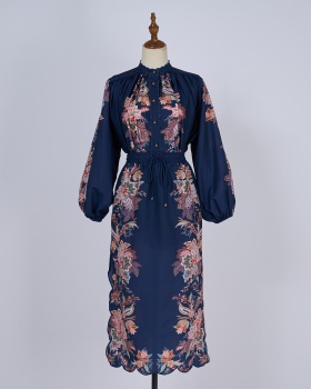 Elegant lantern shirt long sleeve long skirt a set