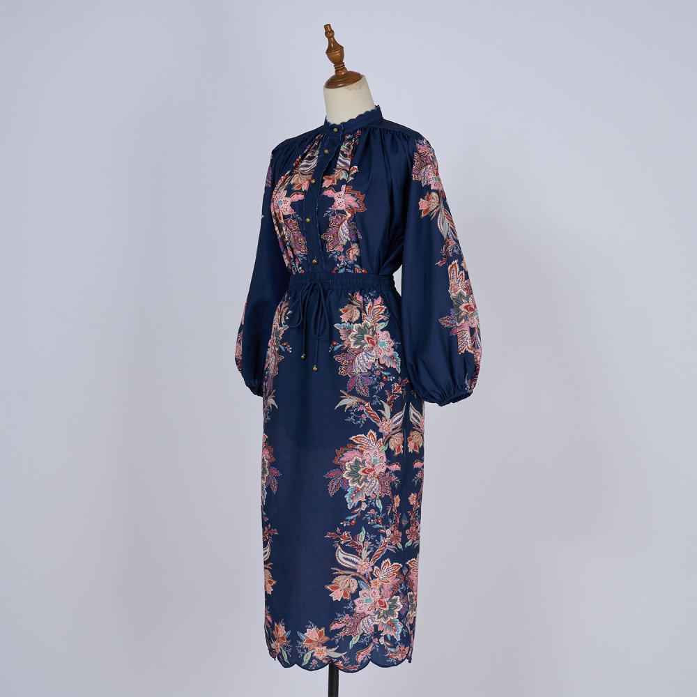 Elegant lantern shirt long sleeve long skirt a set