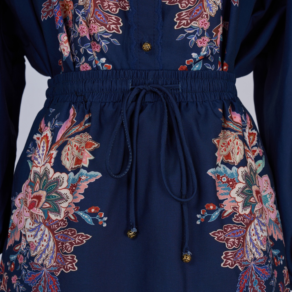 Elegant lantern shirt long sleeve long skirt a set