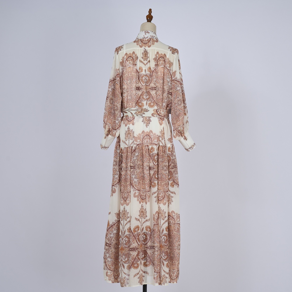 Slim long cstand collar dress ladies long sleeve long dress