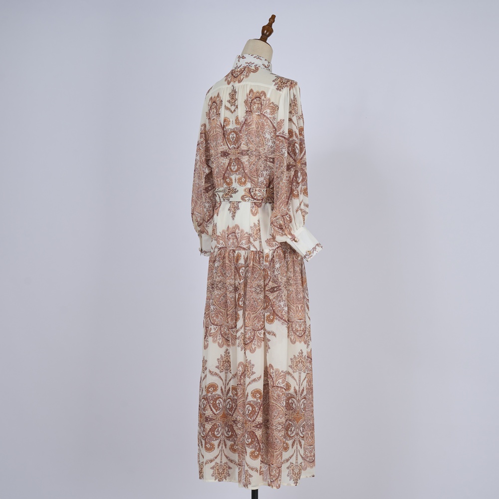 Slim long cstand collar dress ladies long sleeve long dress