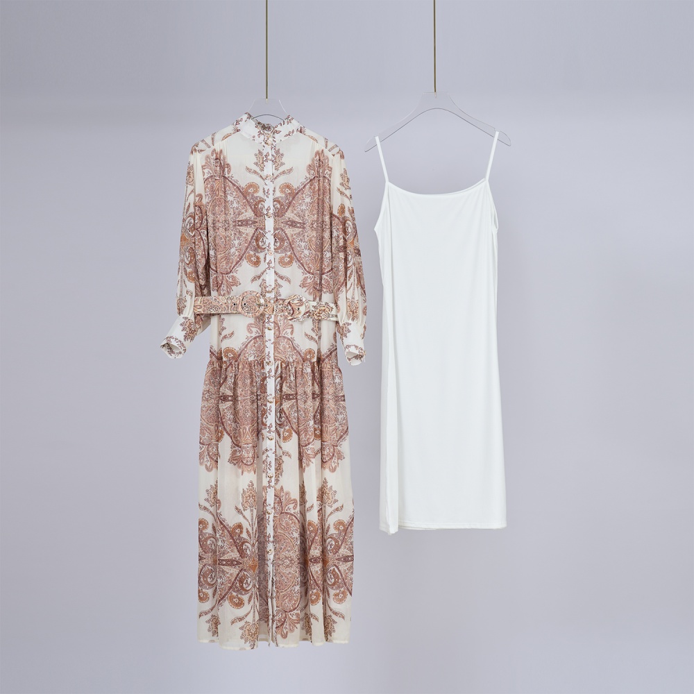 Slim long cstand collar dress ladies long sleeve long dress