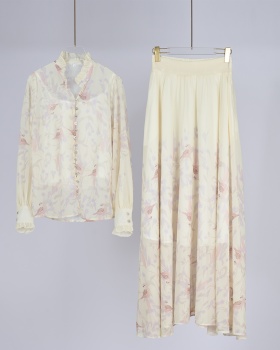 Lady long skirt temperament shirt a set