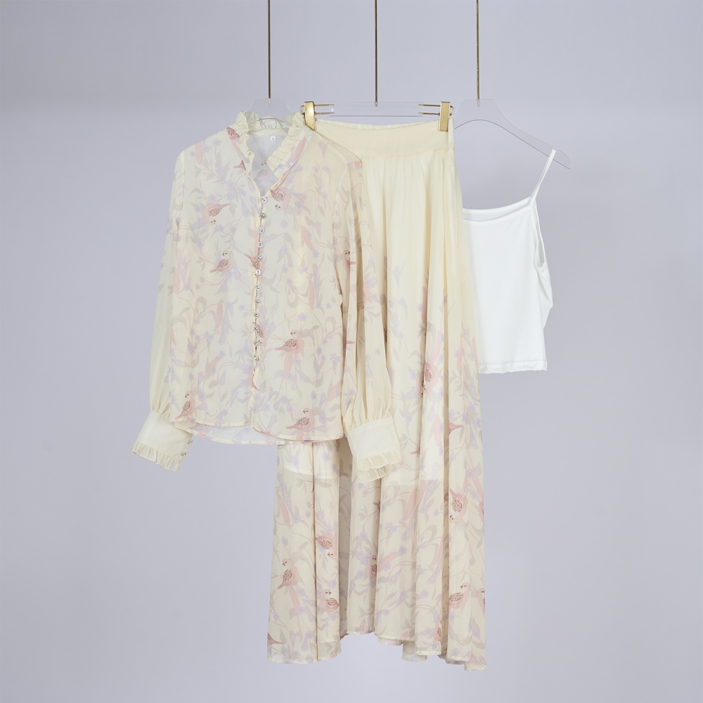 Lady long skirt temperament shirt a set