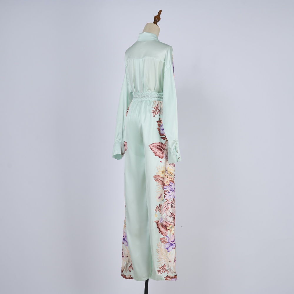 Printing casual pants spring and summer shirt a set