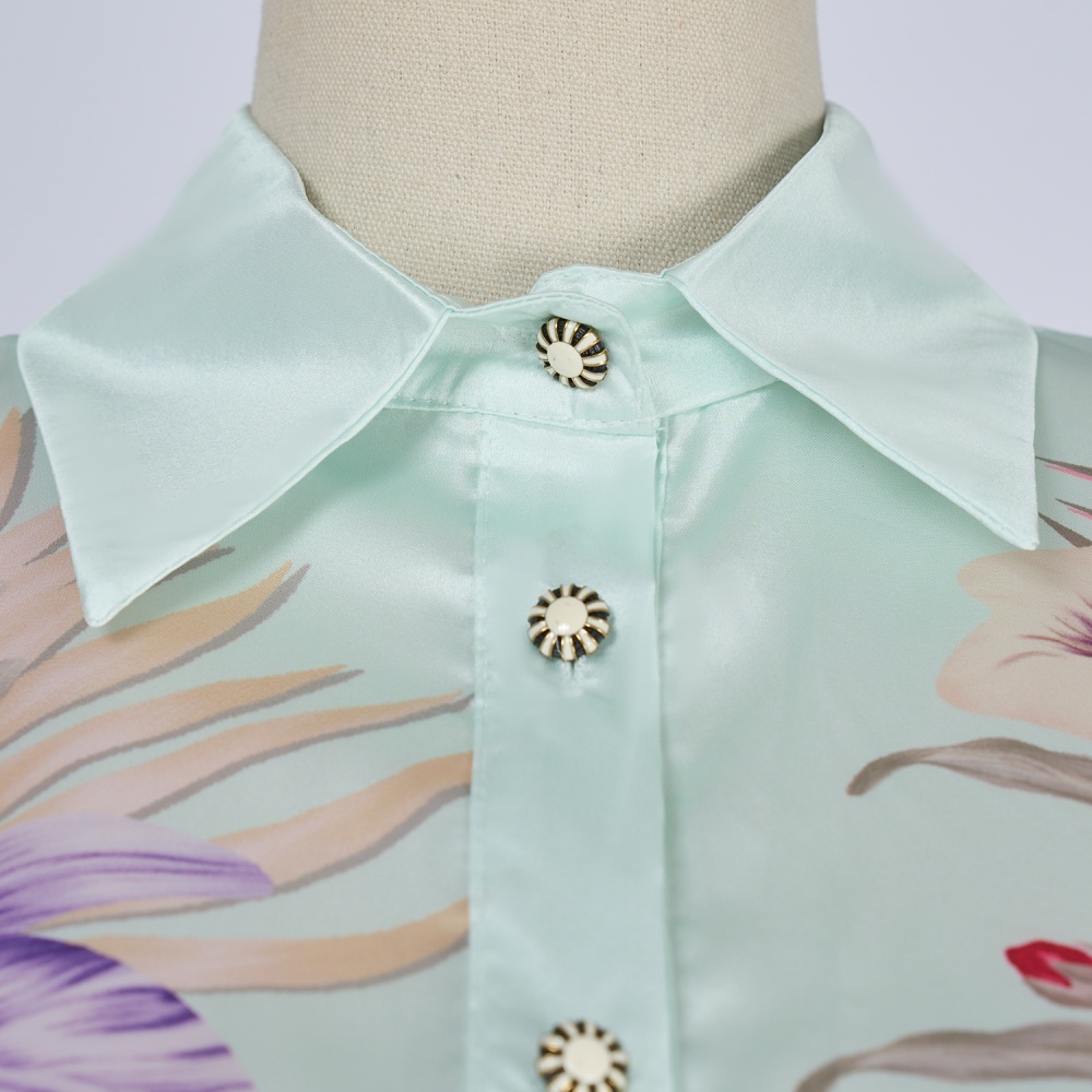 Printing casual pants spring and summer shirt a set