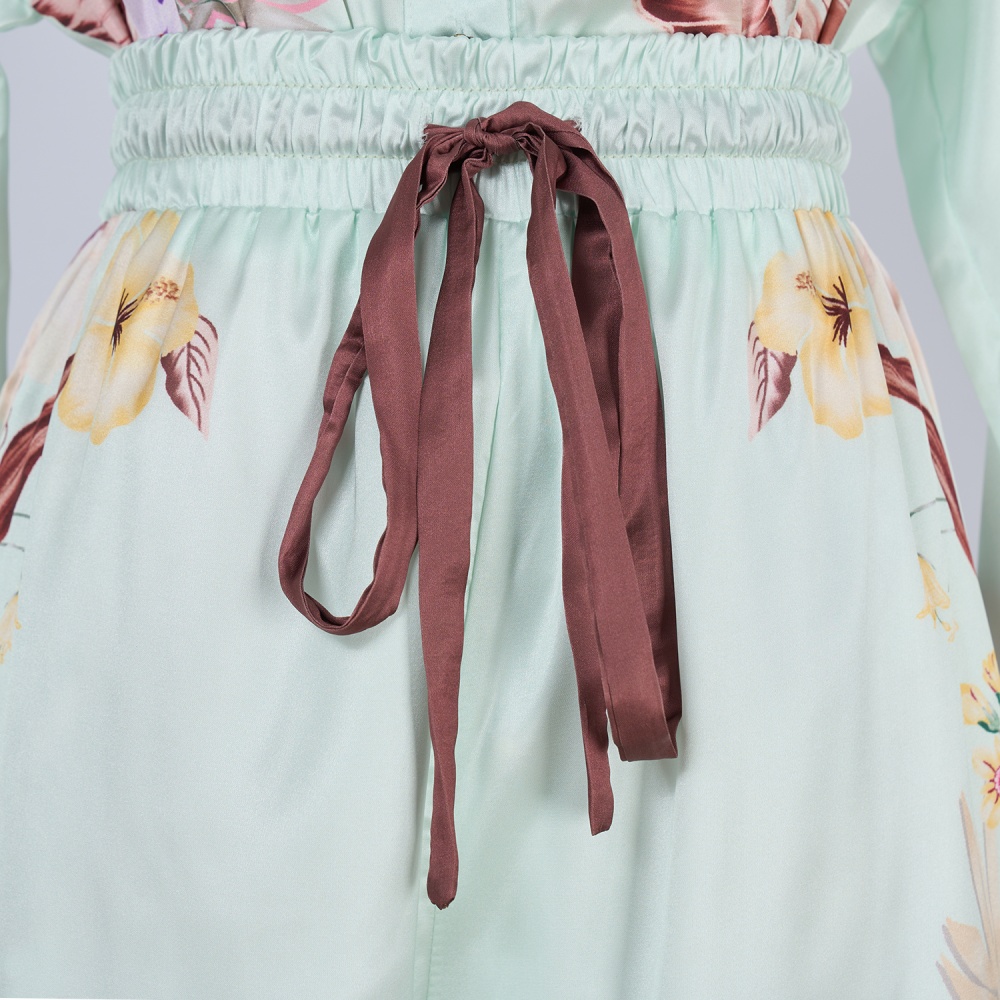 Printing casual pants spring and summer shirt a set