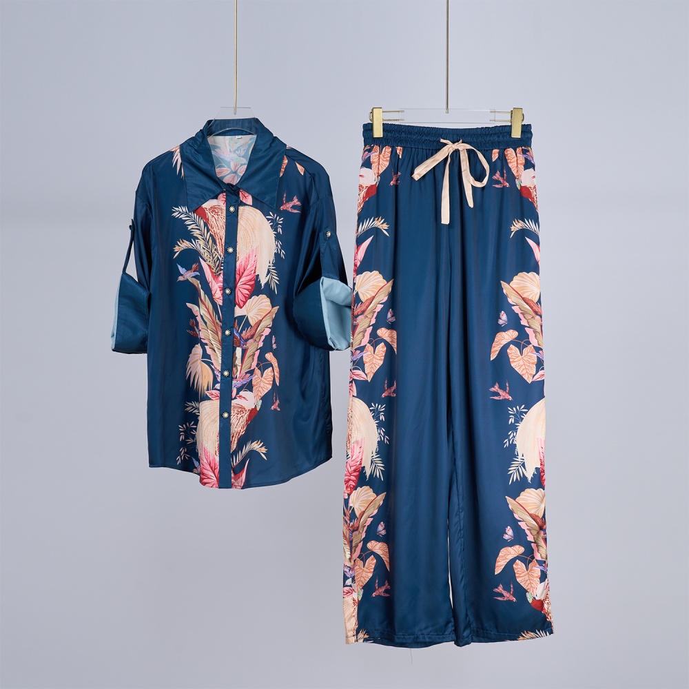 Spring and summer shirt printing casual pants a set