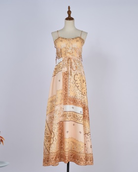 Sling cotton dress long summer corset