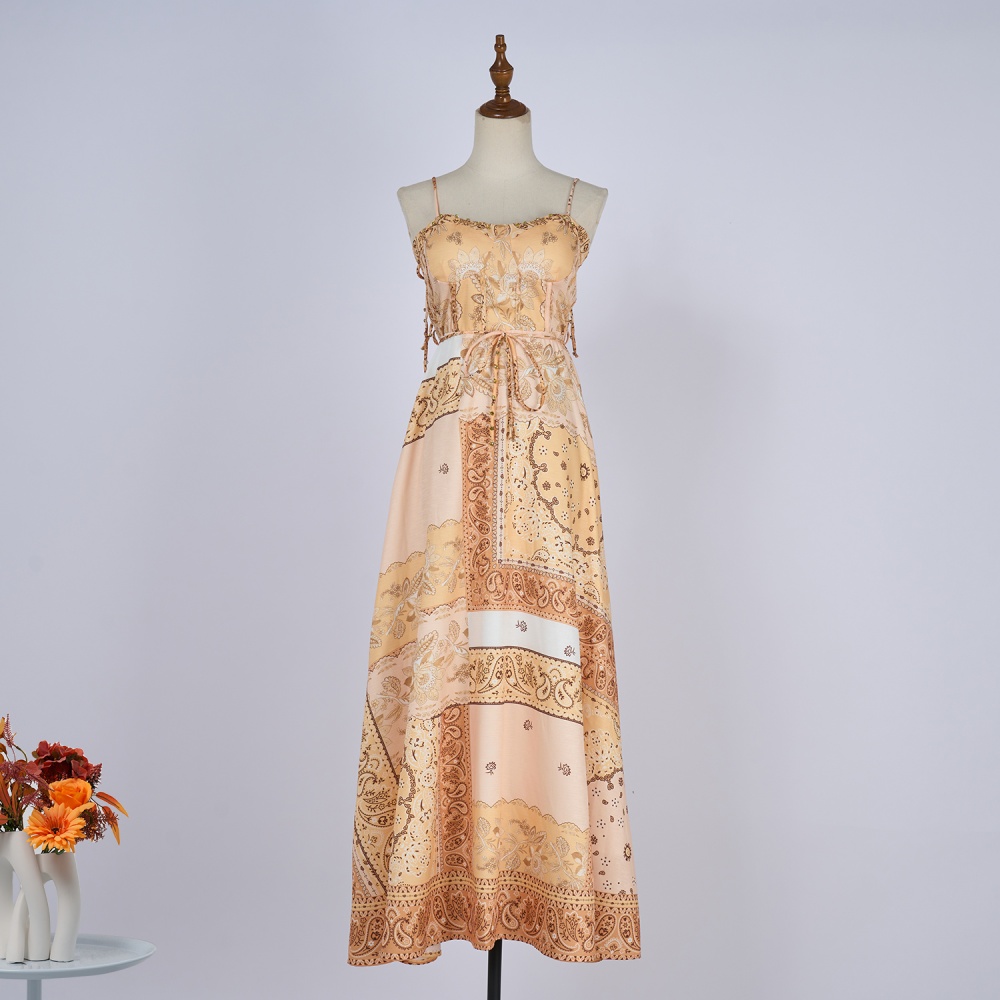 Sling cotton dress long summer corset