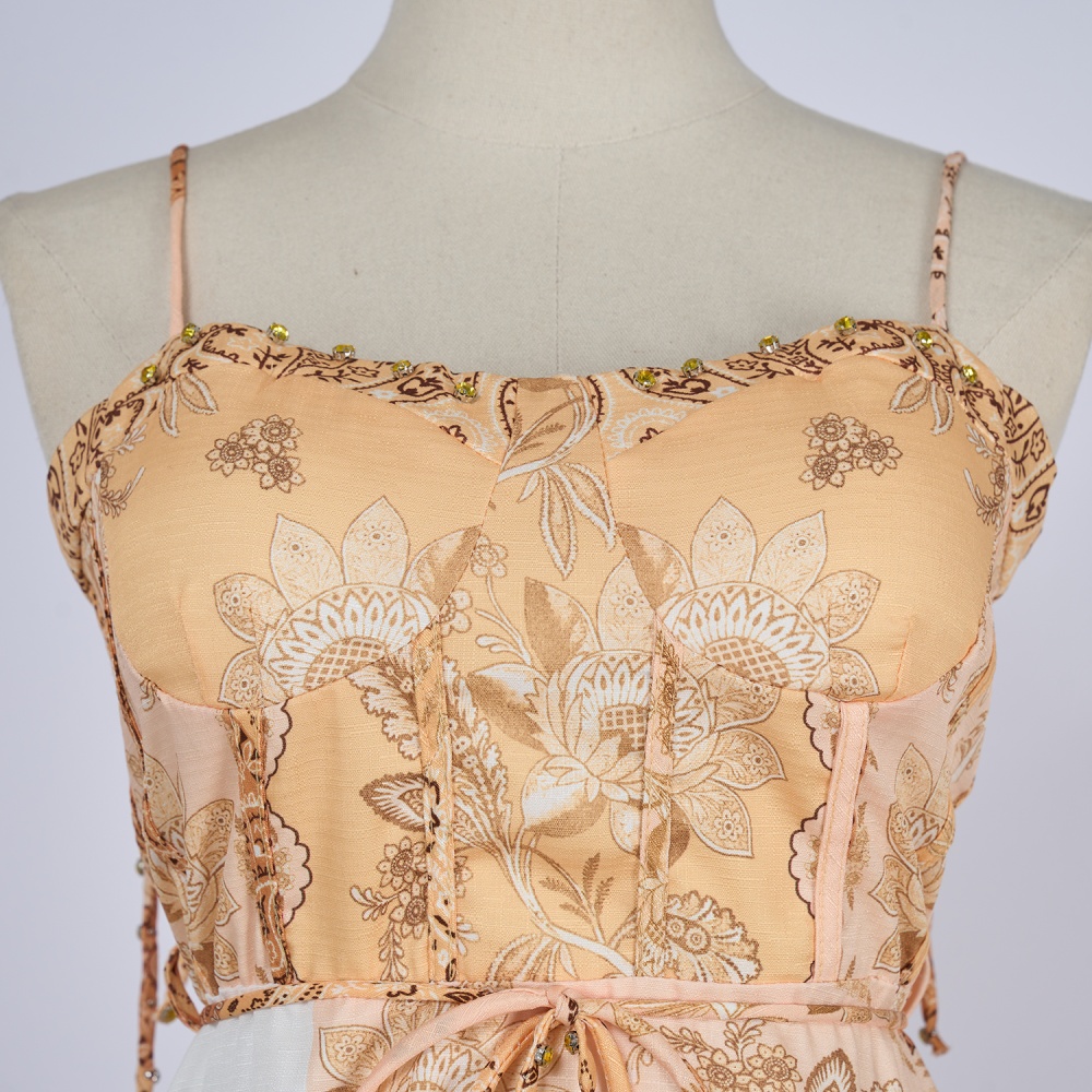 Sling cotton dress long summer corset