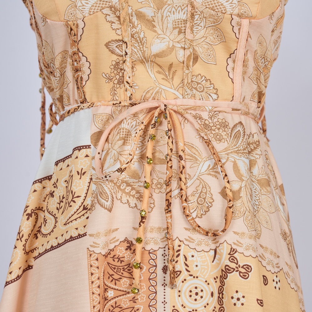 Sling cotton dress long summer corset