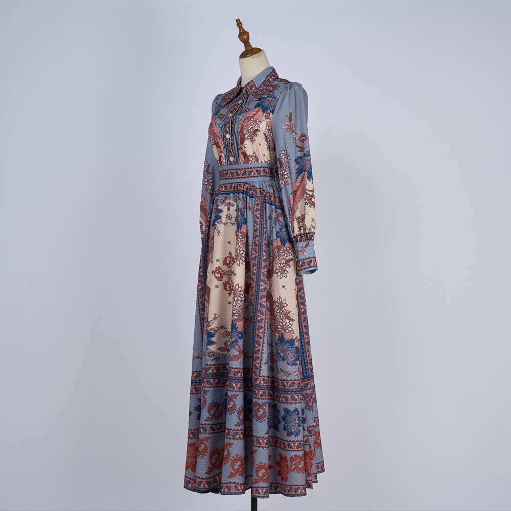 Temperament real silk long skirt vacation shirt a set
