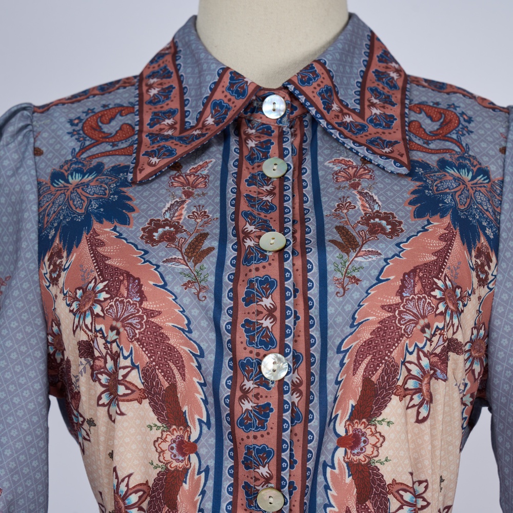 Temperament real silk long skirt vacation shirt a set