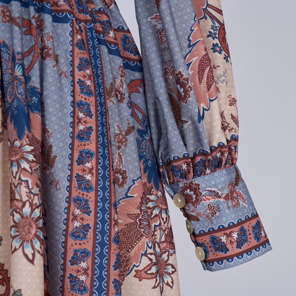Temperament real silk long skirt vacation shirt a set