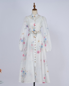 Cstand collar vacation with sling mood dress