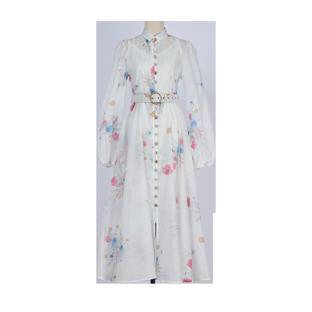 Cstand collar vacation with sling mood dress