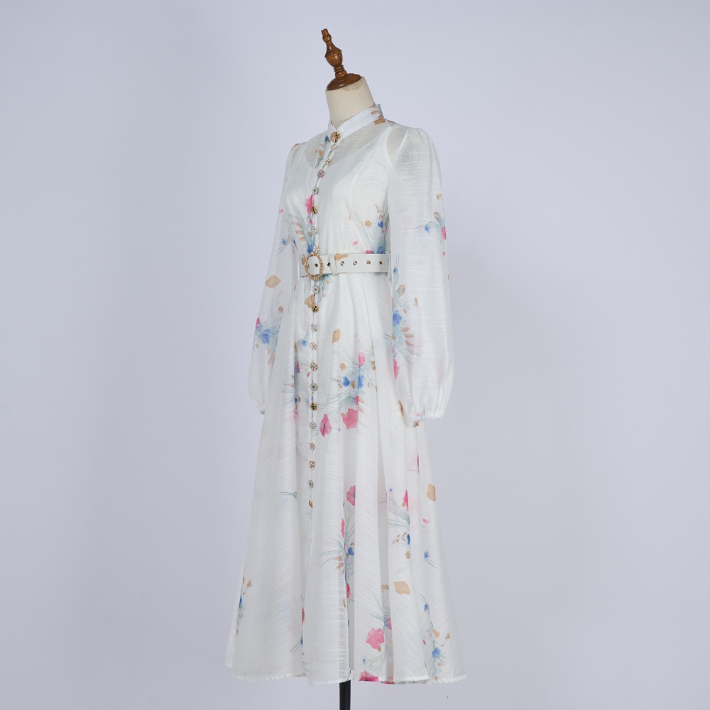 Cstand collar vacation with sling mood dress