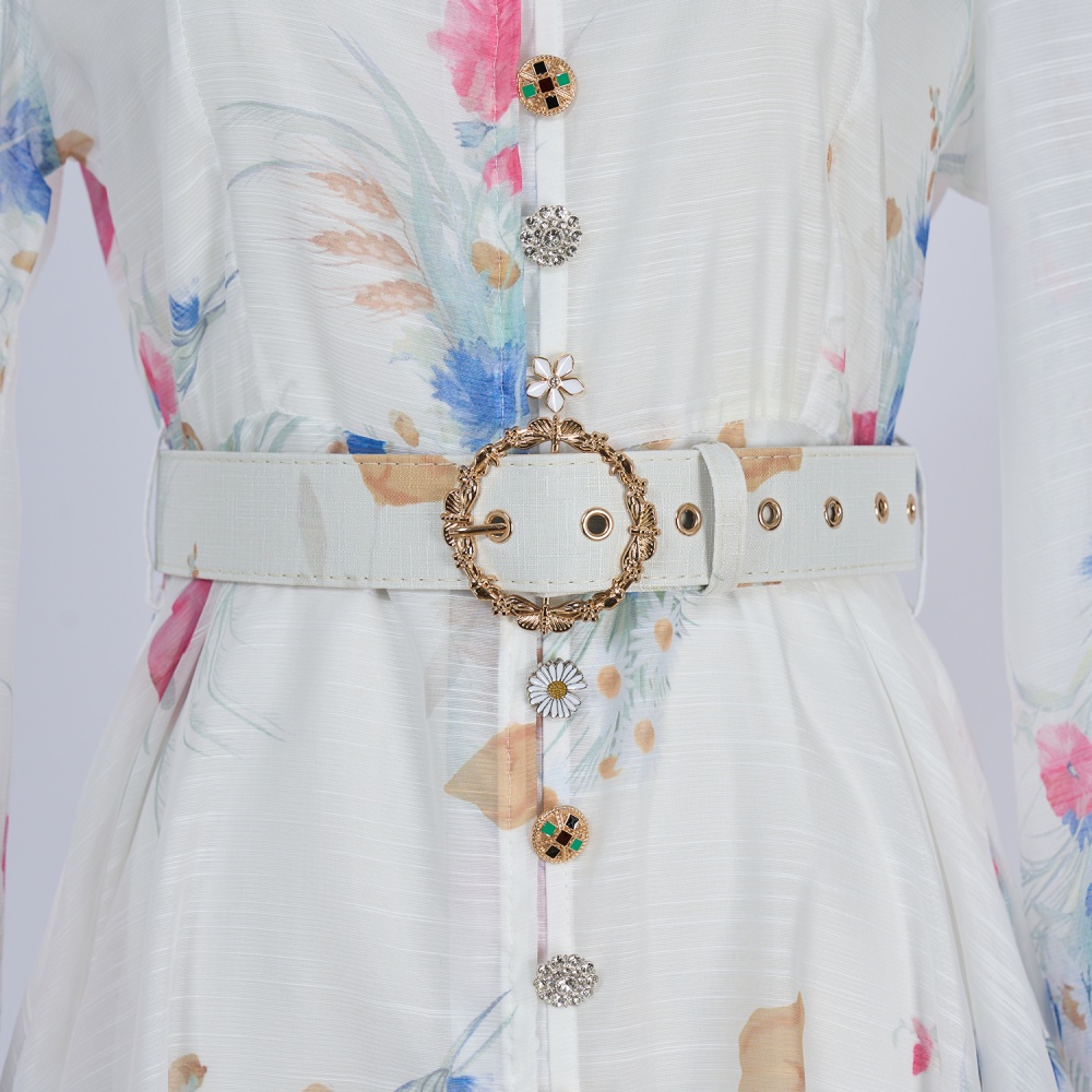 Cstand collar vacation with sling mood dress