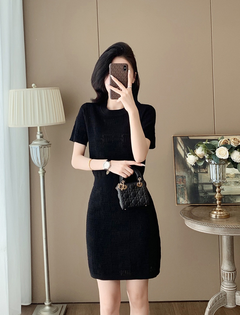 Chanelstyle Casual short sleeve hollow summer dress a set