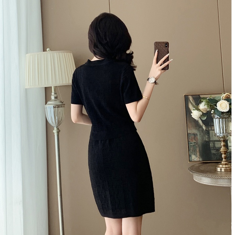 Chanelstyle Casual short sleeve hollow summer dress a set