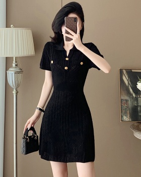 Knitted chanelstyle Hepburn style summer dress for women