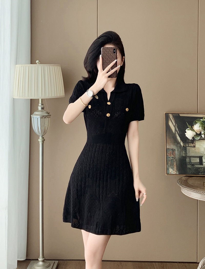 Knitted chanelstyle Hepburn style summer dress for women