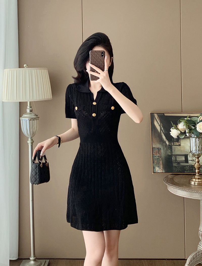 Knitted chanelstyle Hepburn style summer dress for women