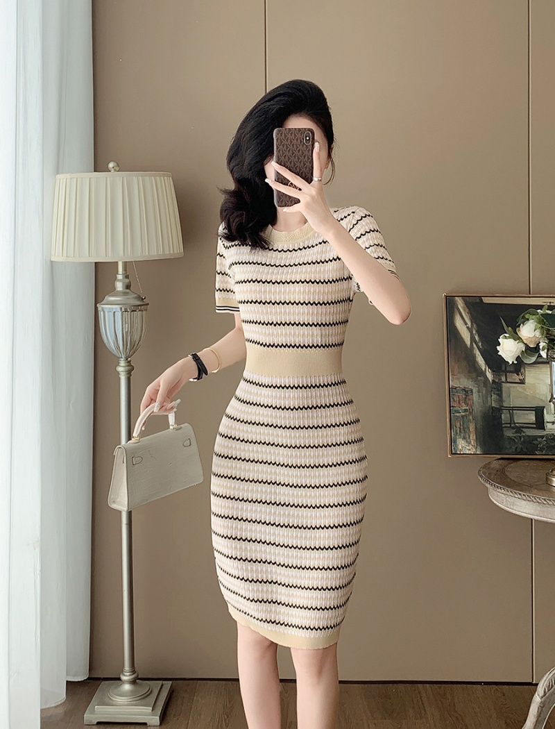 Chanelstyle mixed colors France style jacquard dress for women