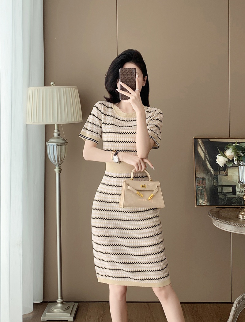 Chanelstyle mixed colors France style jacquard dress for women