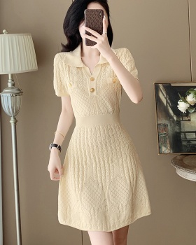 Jacquard A-line hollow ice silk dress for women