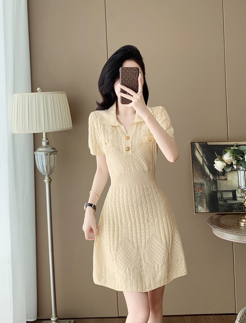 Jacquard A-line hollow ice silk dress for women