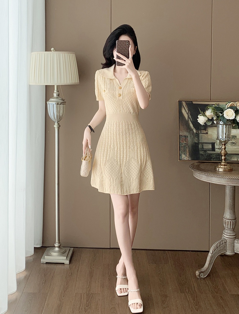 Jacquard A-line hollow ice silk dress for women