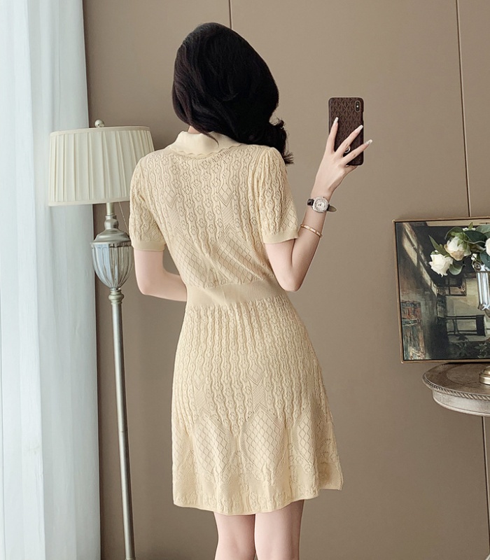 Jacquard A-line hollow ice silk dress for women