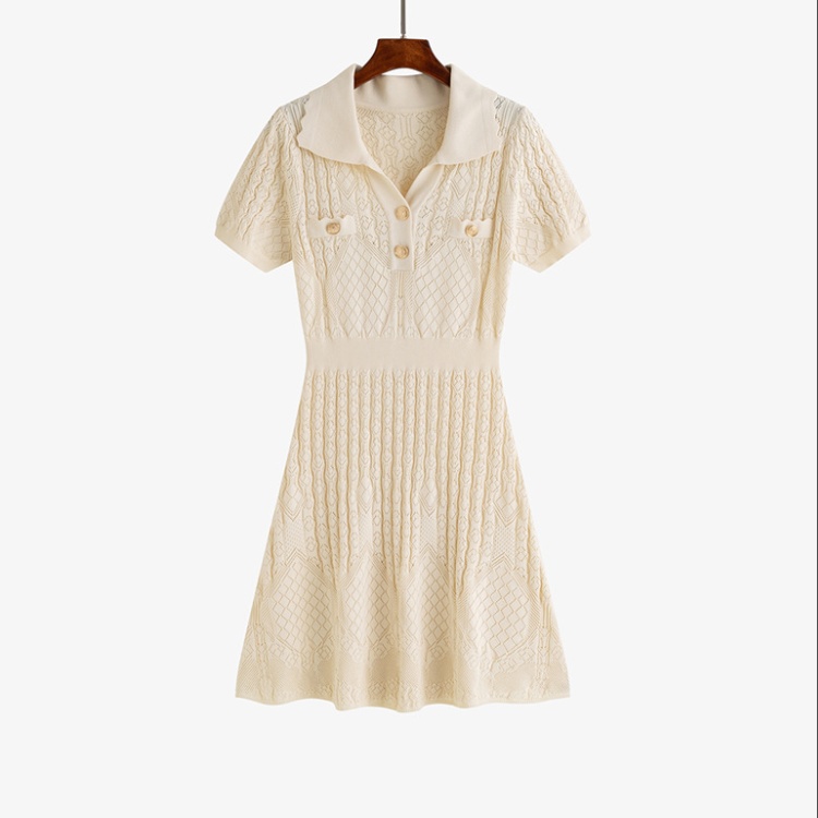Jacquard A-line hollow ice silk dress for women