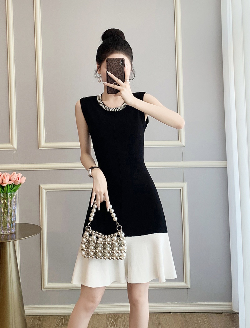 Pinched waist mermaid sleeveless dress for women