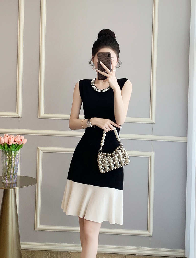 Pinched waist mermaid sleeveless dress for women