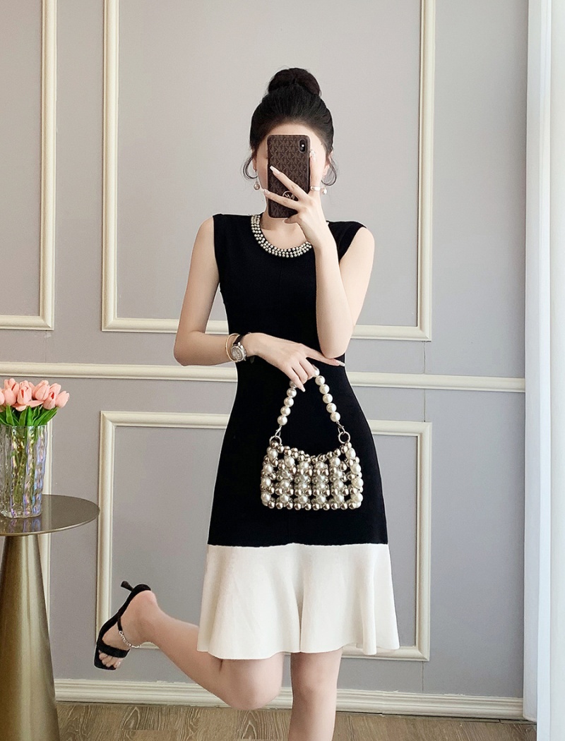 Pinched waist mermaid sleeveless dress for women