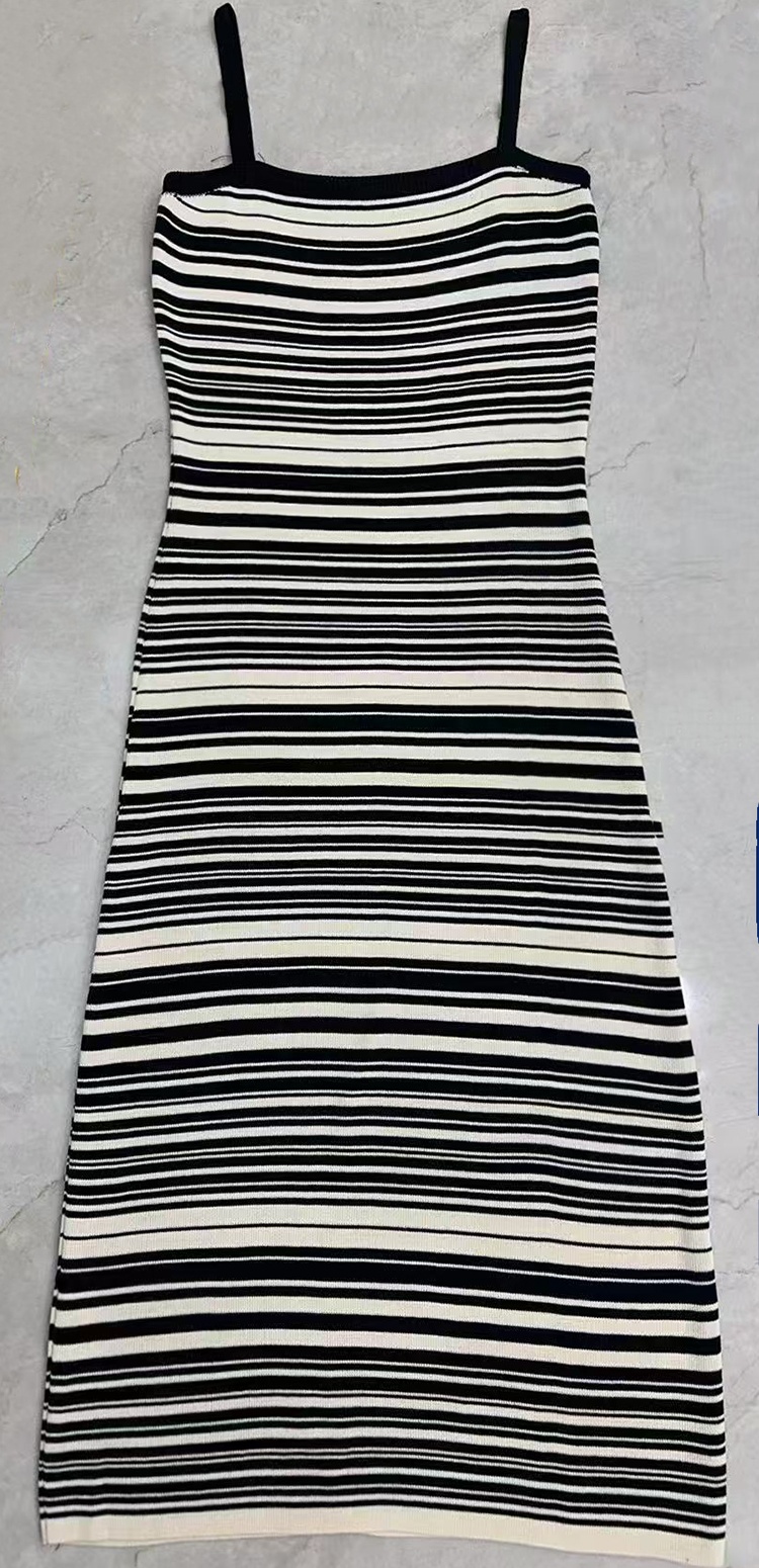 Summer slim dress stripe strap dress for women