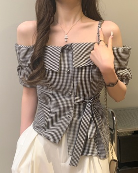 Sling pinched waist small shirt short shirt for women