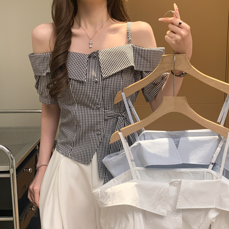 Sling pinched waist small shirt short shirt for women