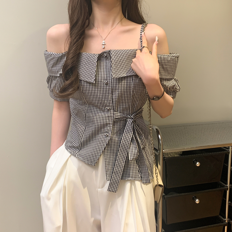 Sling pinched waist small shirt short shirt for women