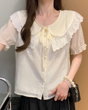 Splice temperament tops unique loose shirt for women