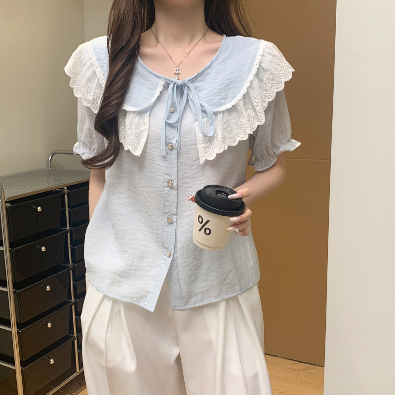 Splice temperament tops unique loose shirt for women